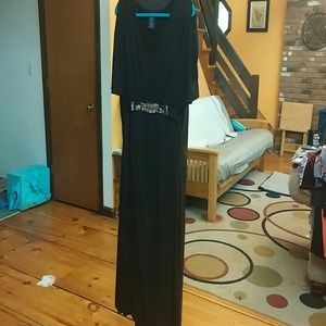 Tie back, cold shoulder knit dress w/ bead detail